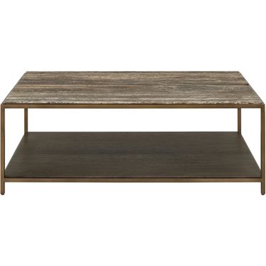 Montclair Brindle Cocktail Table In Smoked Gold and Travertine