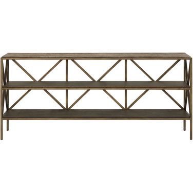Montclair Brindle Console In Smoked Gold and Travertine