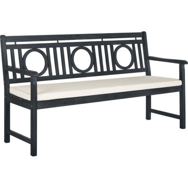 Montclair Dark Slate Grey and Beige 3-Seat Bench