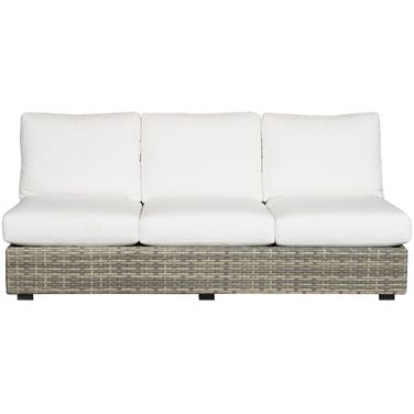 Montclair Outdoor Armless Sofa In Tan and White