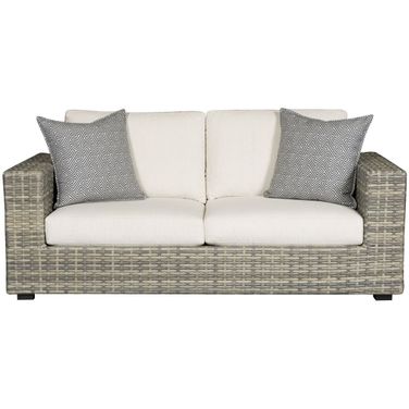 Montclair Outdoor Mid Sofa In Tan and White