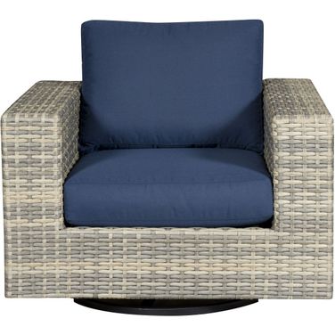 Montclair Outdoor Swivel Glider In Navy and Tan