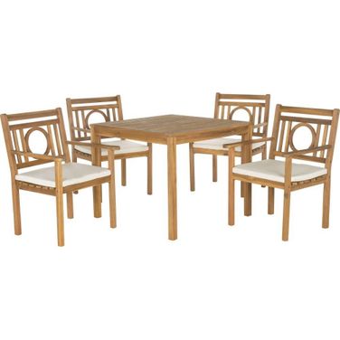 Montclair Teak Brown and Beige 5-Piece Dining Set