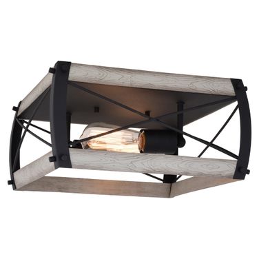 Montclare 13.5 Inch 2 Light Flush Mount In Textured Black and White Ash