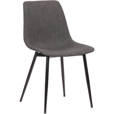 Monte Contemporary Dining Chair In Charcoal Fabric with Black Powder Coated Metal Legs