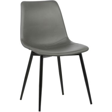 Monte Contemporary Dining Chair In Gray Faux Leather with Black Powder Coated Metal Legs