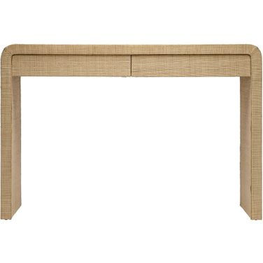 Montecito 2-Drawer Raffia Console Table In Natural