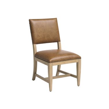 Montecito Colburn Leather Upholstered Side Chair In Brown