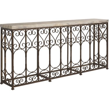 Montecito Fletcher Metal Console Table In Bronze