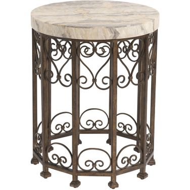 Montecito Lowery Round Metal Accent Table In Bronze