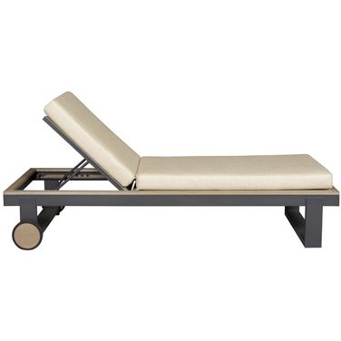 Montecito Outdoor Reclining Lounge with Cushion In Black and Taupe