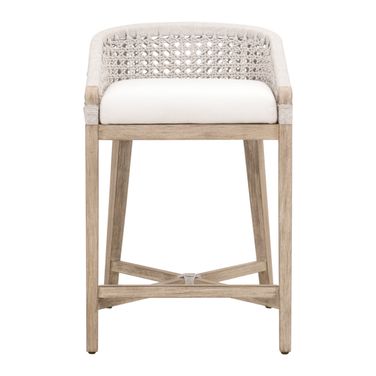 Woven Montecito Counter Stool In White and Natural Gray