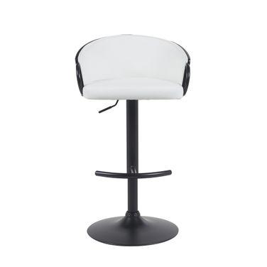 Montego Adjustable Swivel Barstool with Faux Leather Upholstered Seat In Snow White and Black