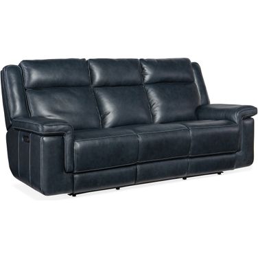 MS Montel Lay Flat Power Sofa With Power Headrest And Lumbar In Blue