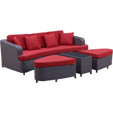 Monterey Brown Red 4 Piece Outdoor Patio Sofa Set