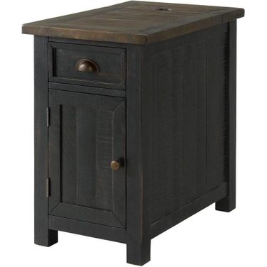 Monterey Chairside Table With Power In Black And Brown