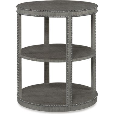 Monterey Tier Table with Glass In French Grey