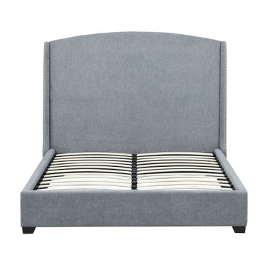 Monterey Upholstered Queen Bed Frame In Gray and Black
