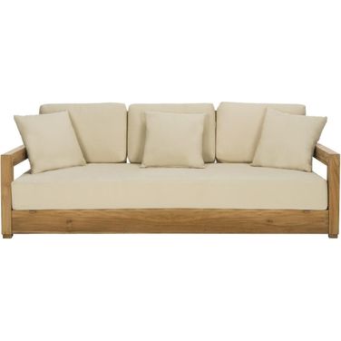 Montford 3-Seat Bench In Teak Brown and Beige