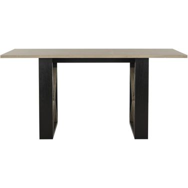 Monty Light Oak and Black Retro Mid Century Wood Dining Table
