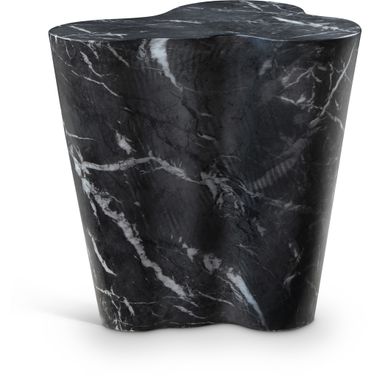 Monza Marble Finish Concrete End Table In Black