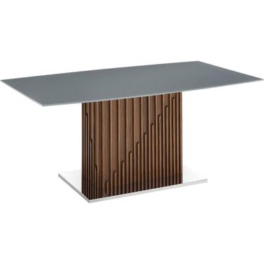 Moon Dining Table With Walnut Base and Gray Top