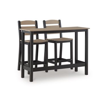 Moondance Outdoor Counter Table and 2 Barstools In Black and Beige