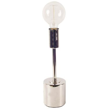 Mooney 17.5 Inch Metal Shade Less Table Lamp In Metallic Silver
