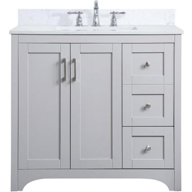 Moore 36 Inch Single Bathroom Vanity In Grey With Backsplash