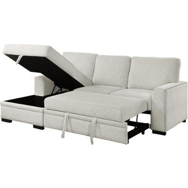 Morelia 2-Piece Sectional with Pull-out Bed and Left Chaise with Hidden Storage In Beige