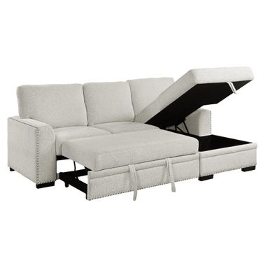 Morelia 2-Piece Sectional with Pull-out Bed and Right Chaise with Hidden Storage In Beige