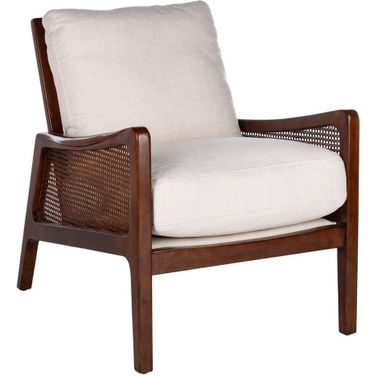 Moretti Wood Frame Accent Chair In Oatmeal