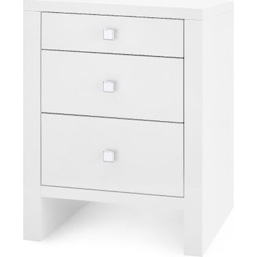 Morgan 3-Drawer Side Table In Chiffon White