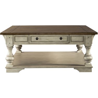 Morgan Creek Drawer Square Cocktail Table In Antique White