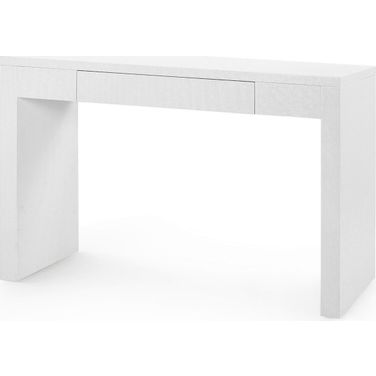 Morgan Grasscloth Console Table In Chiffon White