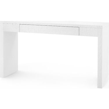 Morgan Large Grasscloth Console Table In Chiffon White