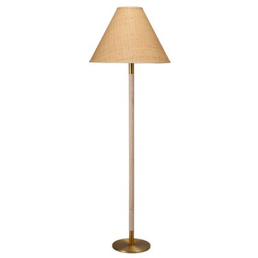 Morgana Metal and Wood Floor Lamp In Antique Brass