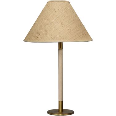 Morgana Wood and Metal Table Lamp In Natural and Antique Brass