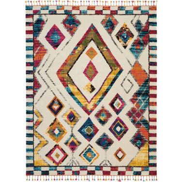 Moroccan Casbah Ivory and Multicolor 8'10" x 12' Area Rug