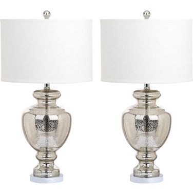 Morocco 28 Inch Mercury Glass and Metal Table Lamp with Usb Port Set of 2