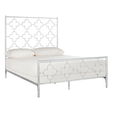 Morris Lattice Queen Metal Bed in Antique Silver
