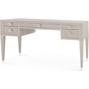 Morris Desk In Taupe Gray and Nickel