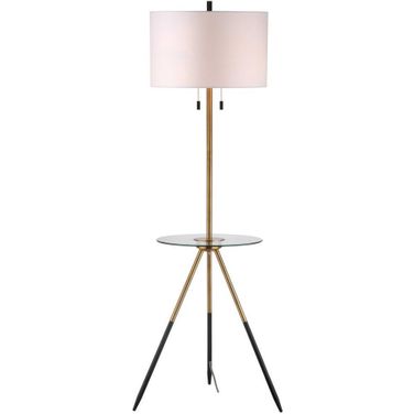 Morrison Brass Gold/Black Floor Lamp Side Table