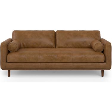 Morrison Genuine Leather 89 Inch Sofa In Caramel Brown