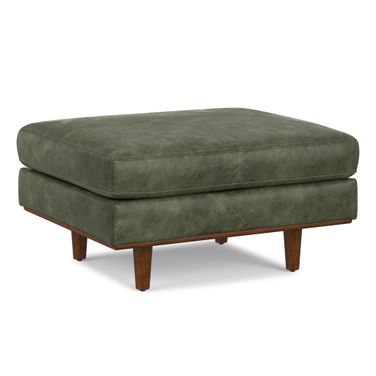 Morrison Genuine Leather Ottoman In Moss Green