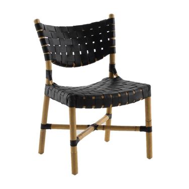Morrison Side Chair Set of 2 In Black and Natural Rattan