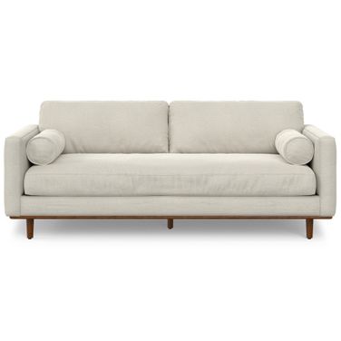 Morrison Woven-Blend Fabric 89 Inch Sofa In Cream White