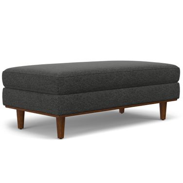 Morrison Woven-Blend Fabric Large Rectangular Ottoman In Charcoal Grey