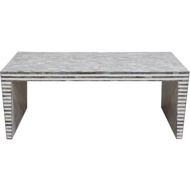 Mosaic Cocktail Table with Bone Inlay in Linear Pattern