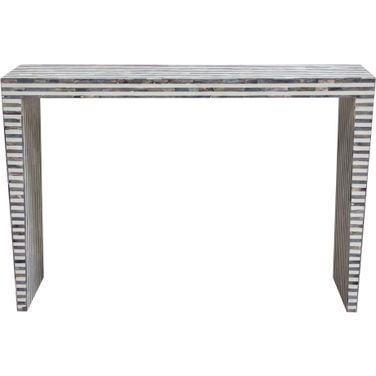 Mosaic Console Table with Bone Inlay in Linear Pattern